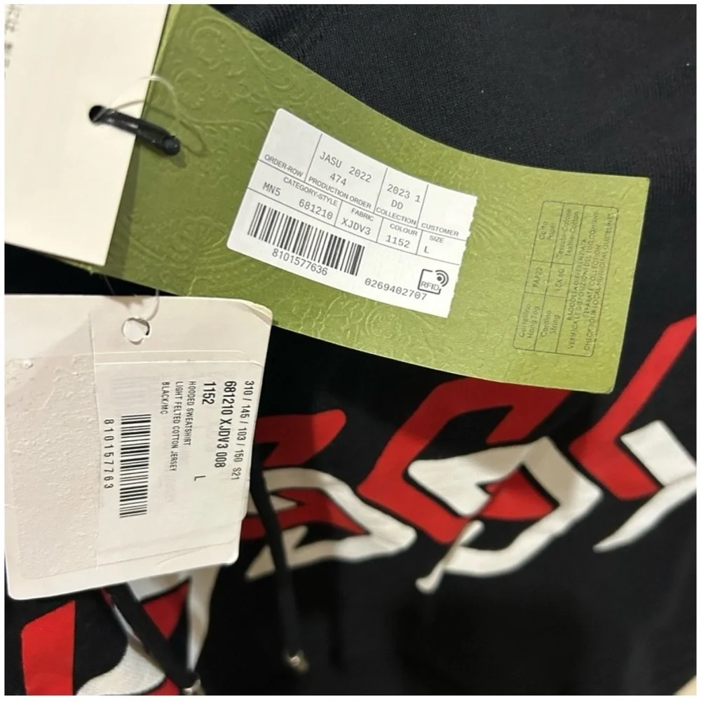 Gucci mirrored print jersey, cotton hoodie size large made in Italy